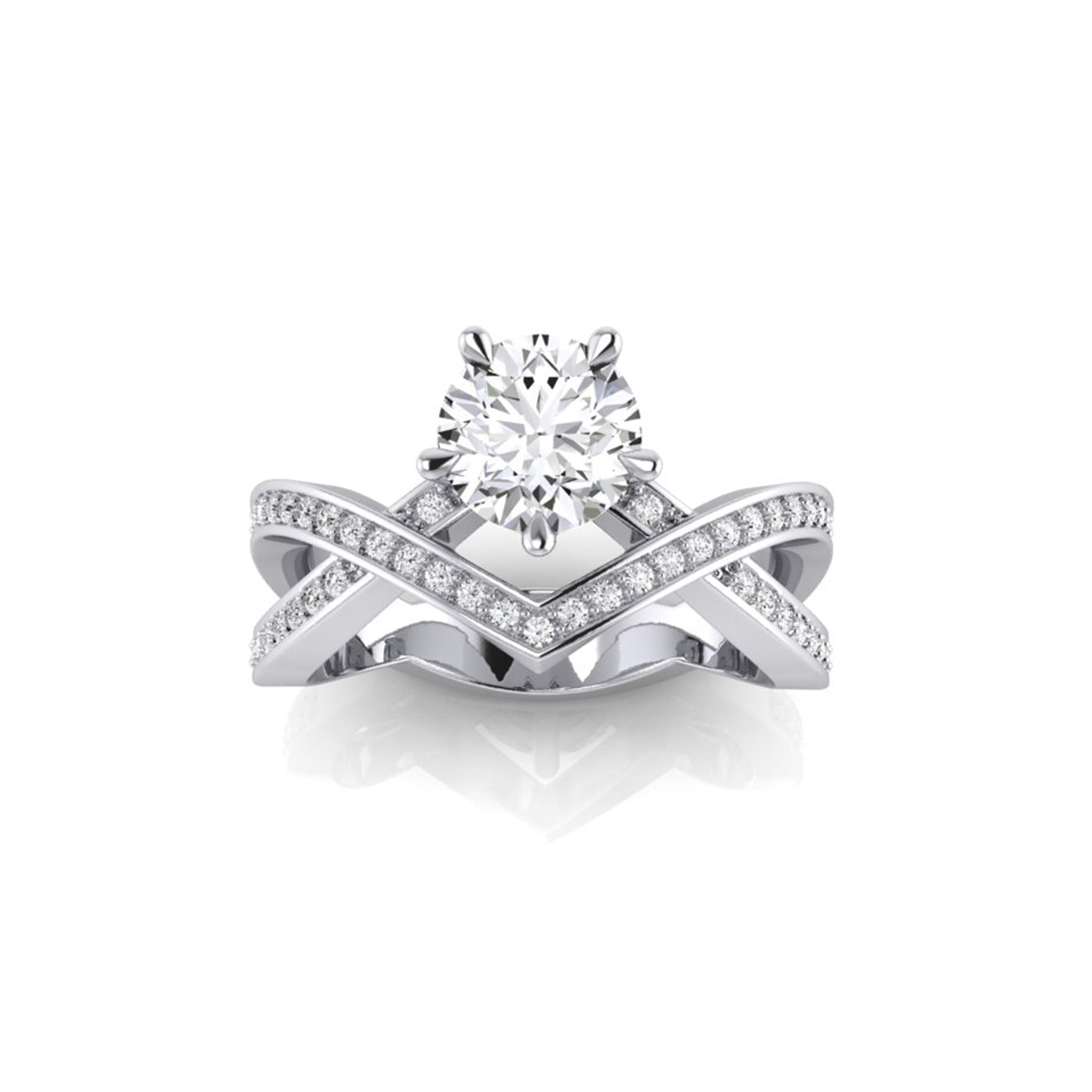 Sophia Off Centre Diamond Cross Over Ring